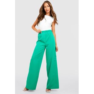 boohoo High Waisted Crepe Cargo Wide Leg Trousers