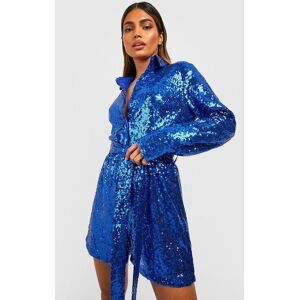 boohoo Sequin Shirt Oversized Playsuit