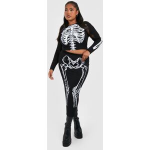 boohoo Plus Halloween Skeleton Midaxi Skirt Co-ord