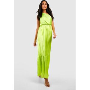 boohoo Satin One Shoulder Maxi Dress