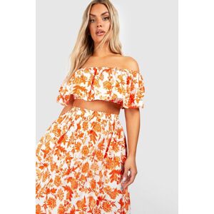 boohoo Plus Woven Floral Off Shoulder & Maxi Skirt Co Ord