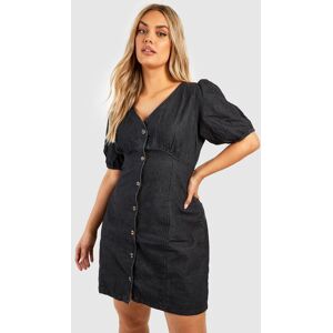 boohoo Plus Denim Button Down Shift Dress