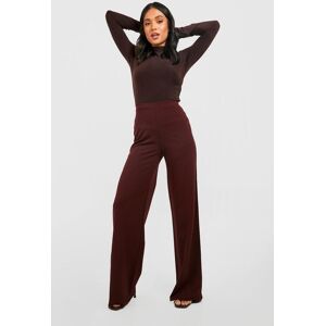 boohoo Petite High Waist Crepe Wide Leg Trousers