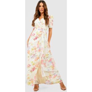 boohoo Floral Print Drape Detail Maxi Dress