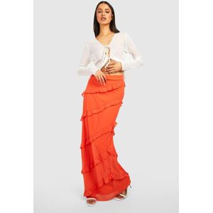 boohoo Chiffon Tiered Frill Maxi Skirt