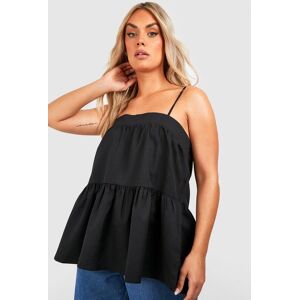 boohoo Plus Woven Square Neck Teired Cami Top