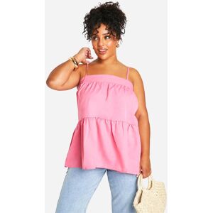 boohoo Plus Woven Square Neck Teired Cami Top