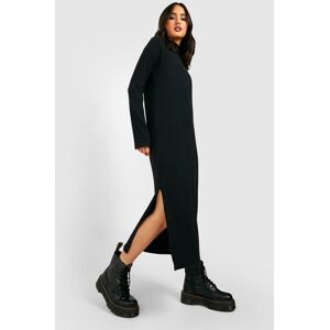 boohoo Soft Rib High Neck Midaxi Jumper Dress