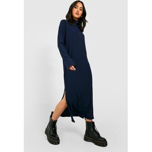 boohoo Soft Rib High Neck Midaxi Jumper Dress