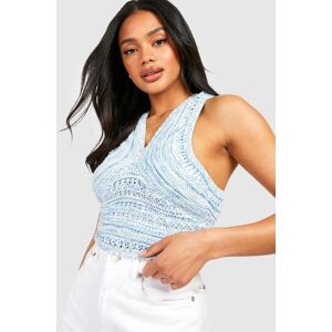 boohoo Premium Ombre Marl Knit Crochet Crop Top