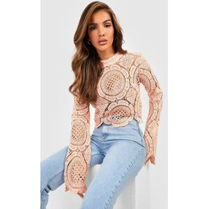 boohoo Turtle Neck Crochet Lace Crop Top