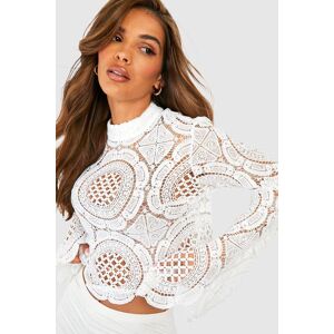 boohoo Turtle Neck Crochet Lace Crop Top