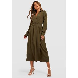 boohoo Wrap Midaxi Shirt Dress