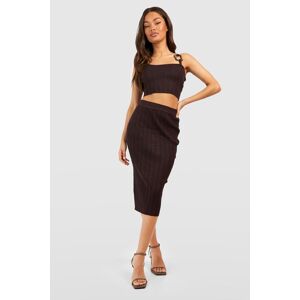 boohoo Buckle Detail Fine Gauge Rib Knit Crop Top & Skirt Set