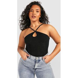 boohoo Plus Halter Neck Keyhole Bodysuit