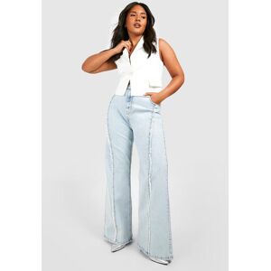 boohoo Plus Acid Wash Frayed Detail Flared Jean