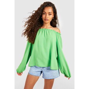 boohoo Ruffle Bardot Woven Blouse