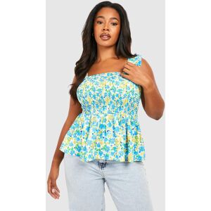 boohoo Plus Ruffle Shoulder Shirred Smock Cami Top