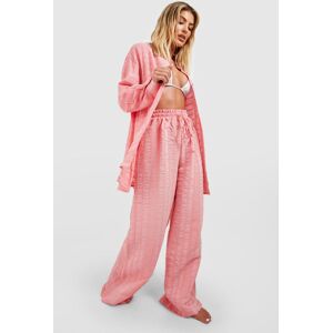 boohoo Textured Palazzo Wide Leg Beach Trousers