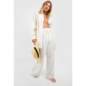 boohoo Textured Palazzo Wide Leg Beach Trousers