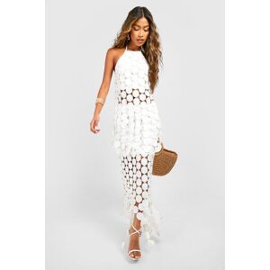 boohoo Disk Crochet Asymmetric Hem Maxi Skirt