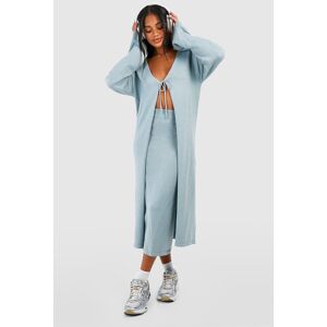 boohoo Lace Up Longline Cardigan & Maxi Skirt Knitted Set