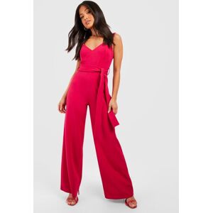 boohoo Petite Corset Belted Wide Leg Jumpsuit