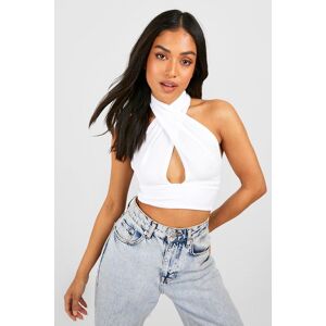 boohoo Petite Textured Cross Front Crop Top