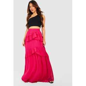 boohoo Dobby Ruffle Maxi Skirt