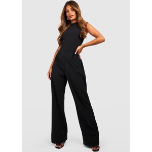 boohoo Tailored High Neck Cinched Waist Wide Leg Jumpsuit