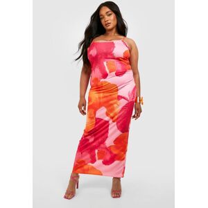 boohoo Plus Abstract Floral Scoop Neck Maxi Dress