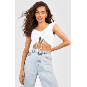 boohoo Ruched Frill Detail Crop Top