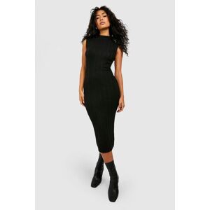 boohoo High Neck Sleeveless Mixed Rib Knit Jumper Dress