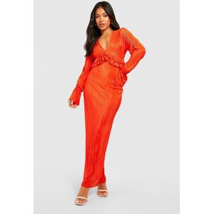 boohoo Petite Ruffle Waist Plisse Maxi Dress