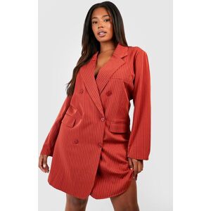 boohoo Plus Premium Pinstripe Oversized Blazer Dress