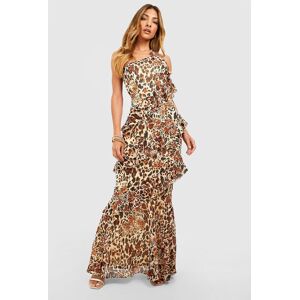 boohoo Chiffon Printed One Shoulder Maxi Dress