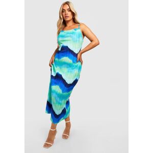 boohoo Plus Abstract Plisse Midaxi Dress