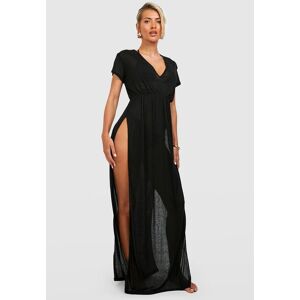 boohoo Sheer Texture Split Beach Maxi Dress