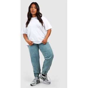 boohoo Plus Basics High Waisted Denim Boyfriend Joggers