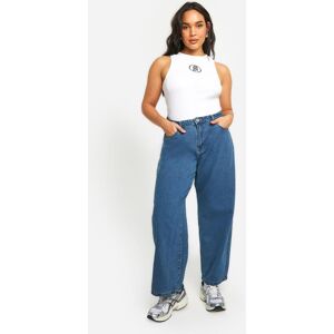 boohoo Plus Basics High Waisted Boyfriend Jeans