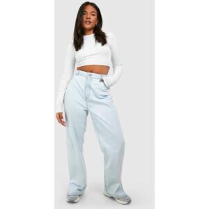 boohoo Plus Basics High Waisted Split Hem Straight Leg Jeans