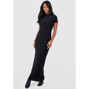 boohoo Petite Slinky Short Sleeve High Neck Maxi Dress