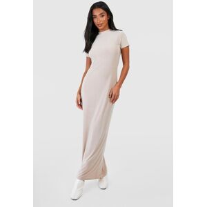 boohoo Petite Slinky Short Sleeve High Neck Maxi Dress