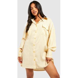 boohoo Petite Stripe Pocket Detail Oversized Shirt Dress