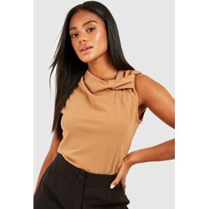 boohoo Jersey Crepe Twist Neck Detail Blouse