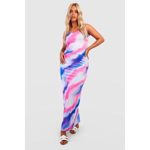 boohoo Plus Tie Dye Printed Jersey Strappy Maxi Dress