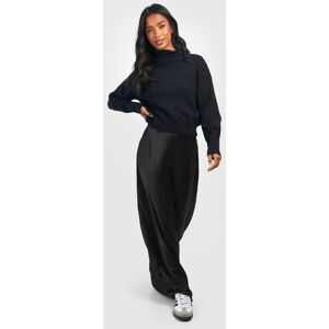 boohoo Petite Satin Mix Knitted Roll Neck  Maxi Dress