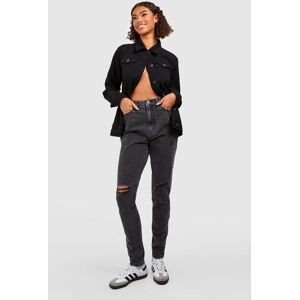 boohoo Tall Basics High Waisted Ripped Mom Jeans