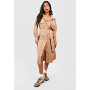 boohoo Petite Utility Belted Midi Shirt Dress