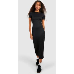 boohoo Ribbed Split Detail Midaxi T-shirt Dress